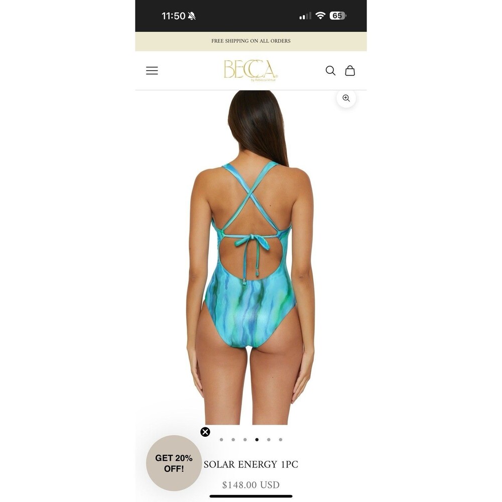 NWT BECCA Standard Solar Energy 1pc Swimsuit Pool Lagoon Size Large $149 MSRP - Picture 3 of 8